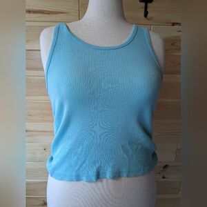 Idioms Large Blue Cotton Tank Top Muscle Shirt Undershirt, Comfy Sporty Stretch